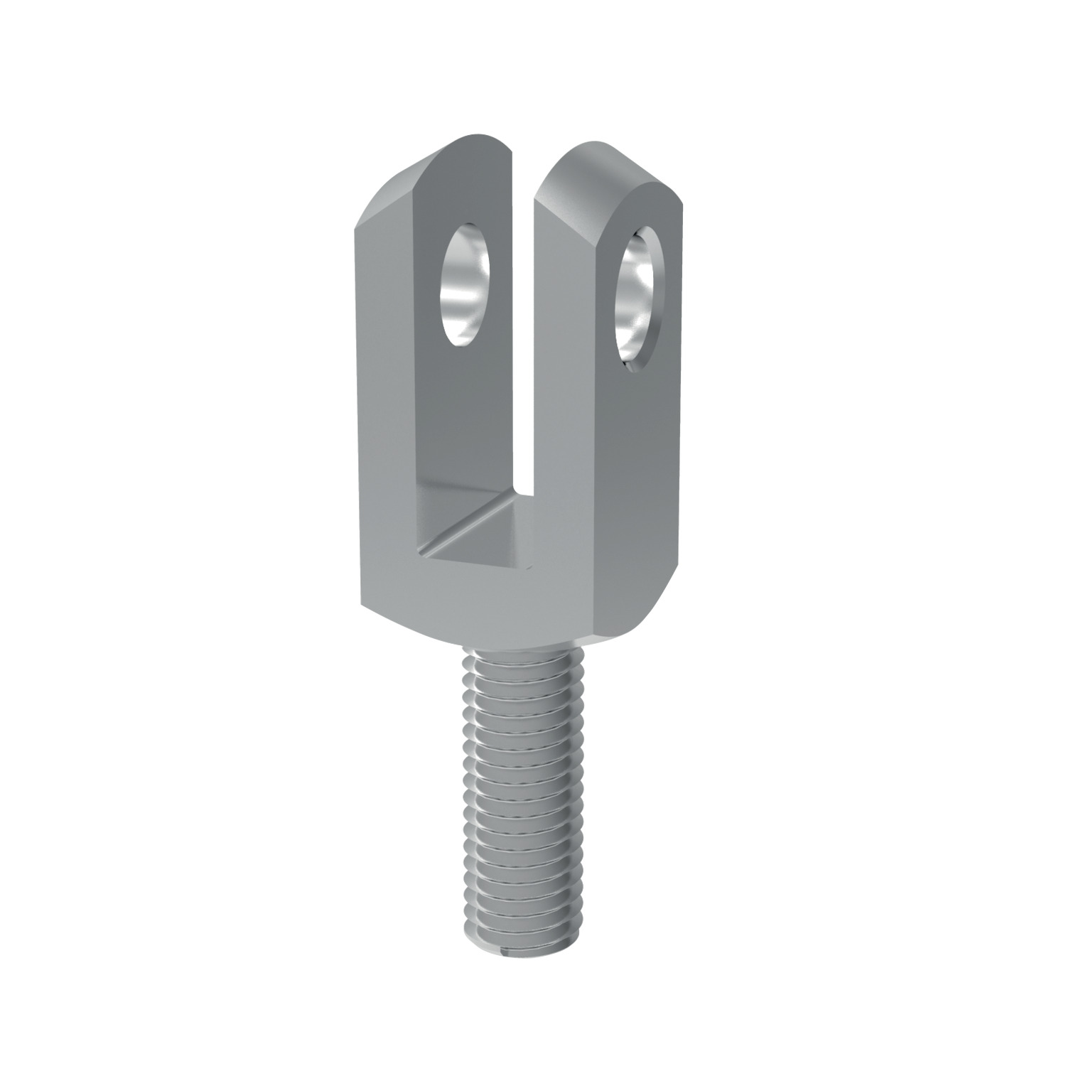 male right hand clevis joint, silver coloured and coarse thread